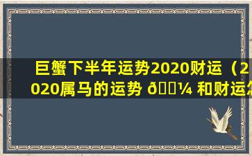 巨蟹下半年运势2020财运（2020属马的运势 🌼 和财运怎么样）